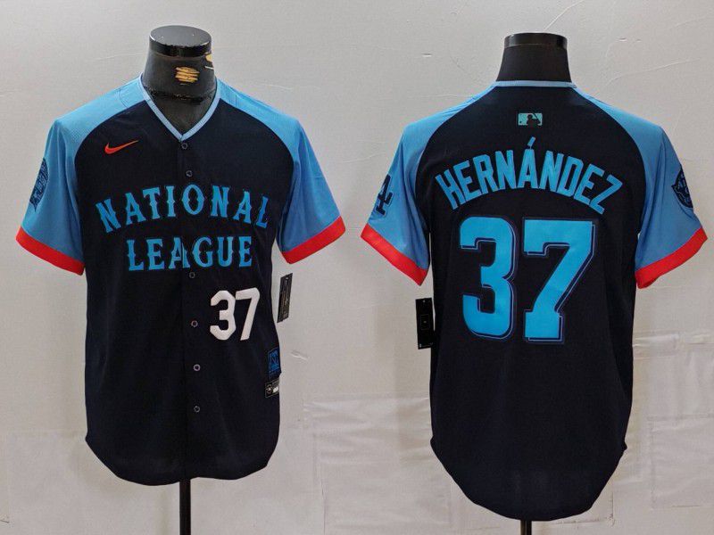 Men Los Angeles Dodgers 37 Hernandez Blue All star 2024 Nike MLB Jersey style 726